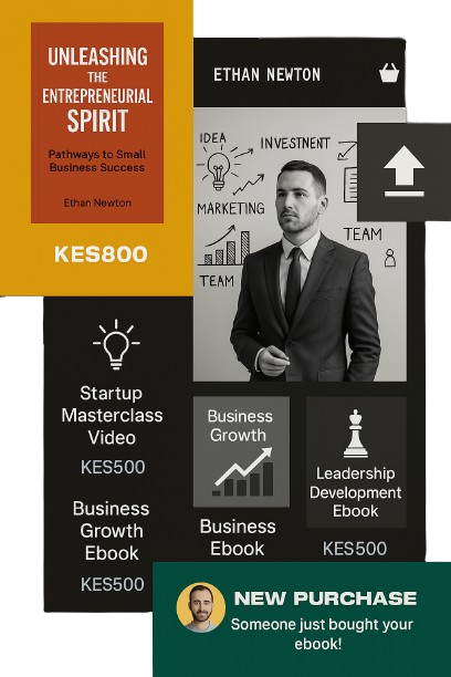 A store associate stands behind a checkout counter holding a POS smartphone. On the counter, there’s a point of sale tablet and Shopify POS Terminal. Two overlapping images include one that identifies an item’s delivery being tracked, while the other displays an online product image of a shoe with its pricing.